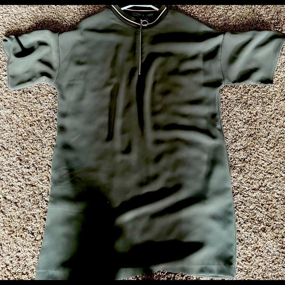 Olive Green Zara Shirt dress with pockets  - Size S